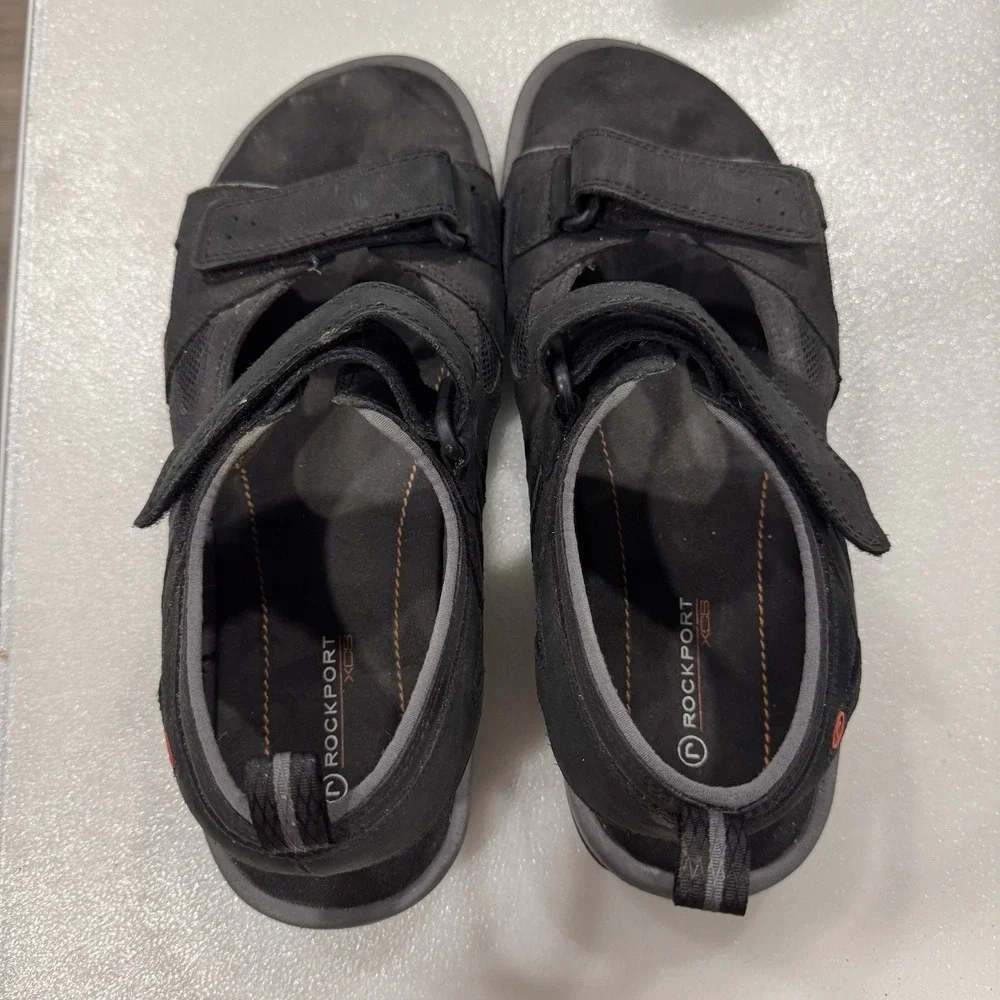 Rockport Sandals 10.5 Black Leather Sport Sandals Shoes K50883 - Picture 6 of 8